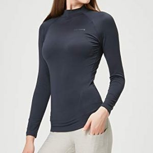 DEVOPS Women's 2 Pack Thermal Turtle Long Sleeve Shirts Compression Baselayer Tops (Large, Black/Navy)