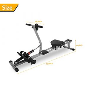 Rowing Machine,Steel Rowing Machine Cardio Rower Workout Body Fitness Accessory with Timing Counting etc Meter Display for Home Gym
