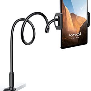 Gooseneck Tablet Mount Holder for Bed - Lamicall Flexible Tablet Arm Clamp for Bed Compatible with Pad Mini 7.9, Air 9.7, Pro 10.5, Switch, Galaxy Tabs, More 4.7-11" Device - Black