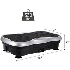 Real Relax Mini Vibration Plate Exercise Machine Full Whole Body Workout Home Massager and Fitness Platform Weight Loss & Toning, with Resistance Band，Remote Control and Support 330Ibs，Silver