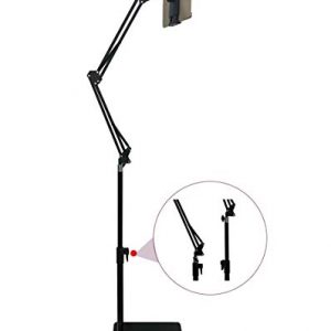Kutatek Height and Angle Adjustable Floor Stand for iPad, iPhone, Samsung Galaxy Tablet, Kindle, Universal 360-degree Adjustable Floor Stand Holder for 3.5”~12.9” Devices, Max Height 59” (Black)