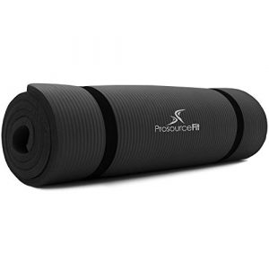 ProsourceFit Extra Thick Yoga and Pilates Mat ½” (13mm), 71-inch Long High Density Exercise Mat with Comfort Foam and Carrying Strap, Black