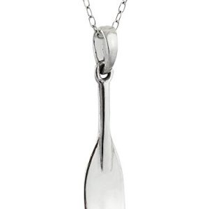FashionJunkie4Life Sterling Silver Rowing Oar Pendant Necklace, 18" Chain, Crew Racing