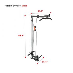 Sunny Health & Fitness LAT Pull Down Attachment Pulley System for Power Racks – SF-XF9927