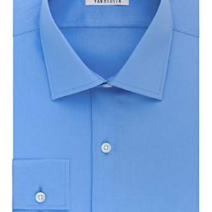 Van Heusen mens Regular Fit Flex Collar Stretch Solid Dress Shirt, Blue Frost, 17.5 Neck 34 -35 Sleeve US