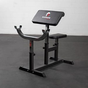 Titan Fitness Adjustable Preacher Curl Station, Seated Strength Training Bench, Rated 250 LB, Bicep Home Gym Fitness Equipment
