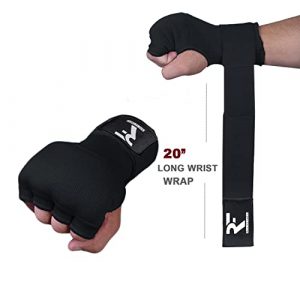 ROC Fitness Gel Elastic Padded Inner Gloves for Men Women – 20 Inch Hand Boxing Wraps for Muay Thai MMA, Martial Arts, Kickboxing & Combat Sports (1 Pair)