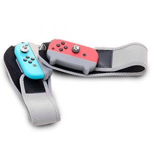 Switch Wrist Strap, Switch Arm Band for Just Dance 2021 Switch Boxing Game with 2 Switch Thumb Grip Caps - Gray