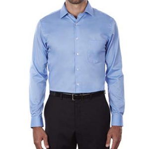 Van Heusen mens Regular Fit Flex Collar Stretch Solid Dress Shirt, Blue Frost, 17.5 Neck 34 -35 Sleeve US