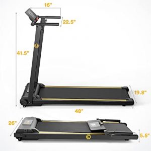 UREVO Mini Folding Treadmill, Lightweight Design 2.25 HP Small Treadmill with 12 Preset programs LCD Monitor, Foldable Electric Treadmills for Women & Kids Quiet Jogging at Home