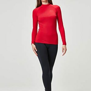 DEVOPS Women's 2 Pack Thermal Turtle Long Sleeve Shirts Compression Baselayer Tops (Small, Black/Red)