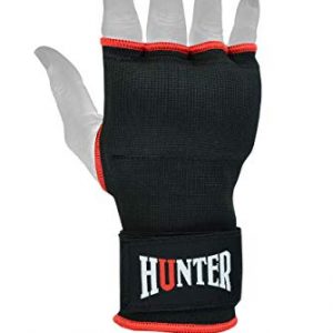 HUNTER Gel Padded Inner Gloves with Hand Wraps for Boxing (Set of 2) (Black, L/XL)