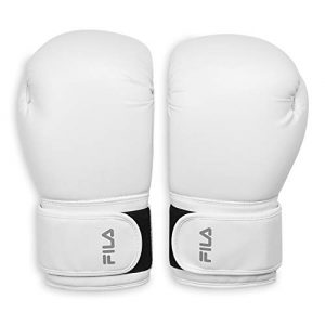 FILA Accessories Boxing Gloves for Men & Women - Kickboxing, Heavy Bag Punching Mitts, MMA, Muay Thai, Sparring Pro Training Equipment (10 oz, Classic, White)