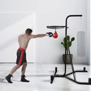 YOLENY Boxing Bag Stand Premium Material Martial Arts Equipment, Boxing Stand for Heavy Bag and Speed Bag, Includes Speed Bag for Speed Training, Up to 220 lbs, for Home and Gym Fitness