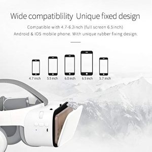 LONGLU VR Headset for iPhone & Android Phones, 3D Virtual Reality Wireless Bluetooth Glasses Goggles with Remote Controller for Play Game Watching Movie 4.7-6.2 inch Phone.