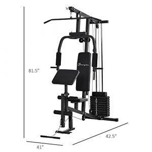 Soozier Multifunction Home Gym Station w/Pull-up Stand, Dip Station, Weight Stack Machine for Full Body Workout