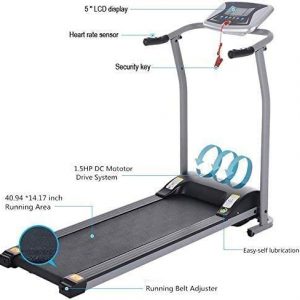 Electric Folding Treadmill for Home with LCD Monitor,Pulse Grip and Safe Key Fitness Motorized Running Jogging Walking Exercise Machine Space Saving for Home Gym Office Easy Assembly (Silver Gray)