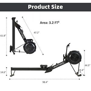 Murtisol Air Resistance Rowing Machine Air Rower 10 Level Adjustable Resistance with Smart Monitor for Home Use