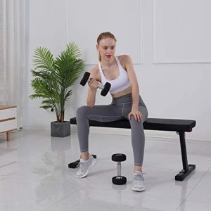 Flat Utility Bench Load 600 lbs- Multifunctional Exercise Bench Household Capacity Weight Bench For Weight Training And Ab Training Exercises, Soft Foam Wear-resistant Steel Sit Up Bench