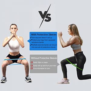 NEWFLAG Resistance Band with Anti-Curling Protective Sleeve for Women, Latex Workout Bands to Exercise Butt, Legs at Home or Gym