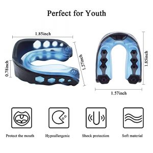 Keystand 4 Pack Football Mouth Guard, Soft Mouth Guard Sports for Boxing, Lacrosse, Hockey, MMA, Basketball, Mouthguard for Braces with Strap, Mouth Piece Custom Fit for Youth Teeth Full Protection