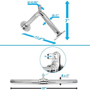 A2ZCARE LAT Pulldown Cable Machine Attachment with Multi-Option: V-Handle, Tricep Rope, V-Shaped Press Down Bar and Rotating Bar (Rotating Bar and V-Shaped Bar)