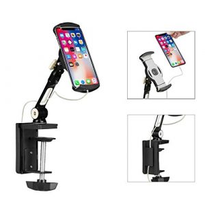 suptek Aluminum Tablet Desk Mount 360° Flexible Cell Phone Holder Stand for iPad, iPhone, Samsung, Asus and More 4.7-11 inch Devices, Good for Bed, Kitchen, Office (YF108B)