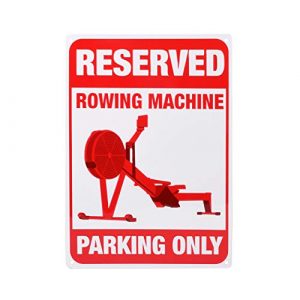 Rowing Machine Parking Embossed Tin Sign Ideal for Rowing Machine Accessories, Home Gym Rowers, Rowing Clubs, and More (RED)