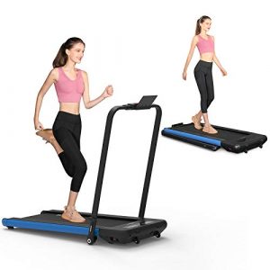 BiFanuo 2 in 1 Folding Treadmill, Smart Walking Running Machine with Bluetooth Audio Speakers, Installation-Free，Under Desk Treadmill for Home/Office Gym Cardio Fitness（Blue）