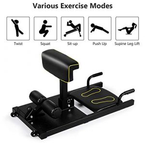 GYMAX Deep Sissy Squat Machine, 8 in 1 Multifunction Sissy Squat Bench, Leg Exercise Machine for Home Gym Workout