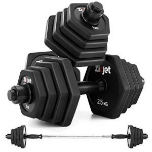 Zicjet 66Lbs Dumbbells Set, Adjustable Weights Solid Steel Dumbbells Pair for Adults Home Fitness Equipment Gym Workout Strength Training with Connecting for Men Women Used as Barbells（Black）