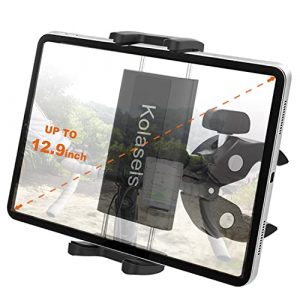 Kolasels Bike Handlebar Tablet Mount for 4-13" iPad & Phone, Motorcycle Handlebar Tablet Holder with Super C-Clamp for Microphone/Bicycle/Treadmill/Elliptical, Fit for iPad Pro, Air, Mini, iPhone etc