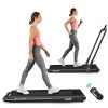 Goplus 2 in 1 Folding Treadmill, 2.25HP Under Desk Electric Treadmill, Installation-Free, with Remote Control, Bluetooth Speaker and LED Display, Walking Jogging Machine for Home/Office Use (Black)