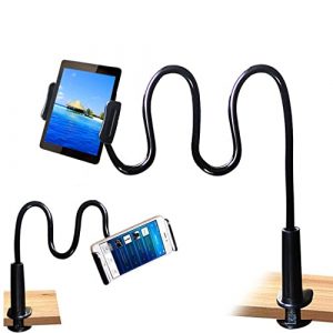 MAGIPEA Tablet Stand Holder, Mount Holder Clip with Grip Flexible Long Arm Gooseneck Compatible with ipad iPhone/Nintendo Switch/Samsung Galaxy Tabs/Amazon Kindle Fire HD - Black