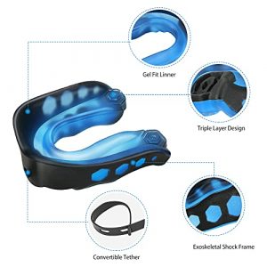 Number-one 4 Pack Soft Mouth Guard with Strap, Professional Sports Mouthguard for Boxing, Jujitsu, MMA, Football, Basketball, Hockey, Karate, Rugby Teeth Armor to Protect Braces for Adult & Youth