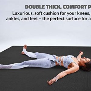 Gorilla Mats Premium Extra Large Yoga Mat – 12' x 6' x 8mm Extra Thick & Ultra Comfortable, Non-Toxic, Non-Slip Barefoot Exercise Mat – Works Great on Any Floor for Stretching, Cardio or Home Workouts