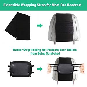 Car Headrest Mount Holder for Tablets, WONNIE Tablet Mount for Car Back Seat, Tablet Car Holder for Kids with Anti-Slip Strap & Silicone Holding Net/Fits All 7-10.5