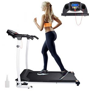 AW Folding Electric Treadmill Portable Running Walking Treadmill with LCD Display Easy Assembly for Home Exercise White