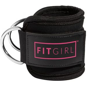 FITGIRL - Ankle Strap for Cable Machines and Resistance Bands, Work Out Cuff Attachment for Home & Gym, Booty Workouts - Kickbacks, Leg Extensions, Hip Abductors, for Women Only (Black)