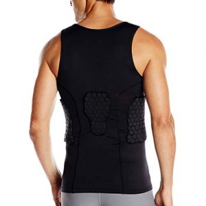 TUOY Men’s Sleeveless Shirt Padded Compression Protective Vest Rib Protector Padded Shirt Tank Tops for Football Basketball Hockey Cycling (Black)