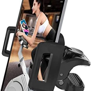 DM Treadmill Tablet Holder, Rotatable iPad Holder for Spin Bike, iPad Clamp Mount Compatible with iPad Pro/Air/Mini Galaxy Tabs, 4.7-12.9