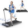 2 in1 Folding Treadmill,Googo Under Desk Treadmill with LED Display,Bluetooth Speaker,iPad Holder,2.25HP Motor,Shock Absorption Belt,Non-Assembly,Space Save Walking Running Machine