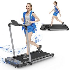 2 in1 Folding Treadmill,Googo Under Desk Treadmill with LED Display,Bluetooth Speaker,iPad Holder,2.25HP Motor,Shock Absorption Belt,Non-Assembly,Space Save Walking Running Machine