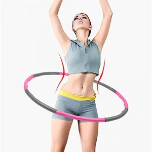 SOACH Weighted Exercise Fitness Hoop 8 Section Detachable Exercise Hoop, Portable Soft Adjustable Design Weighted，Hoop for Women Man Lose Weight, Sport, （Hoop + Resistance Band） (Pink)