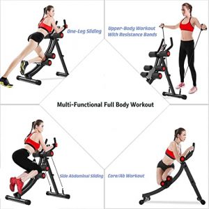 WINBOX AB Workout Equipment, Home Gym Ab Machine for Abdominal Exercise and Strength Training, Height Adjustable Fitness Machine With Resistance Bands (Red)