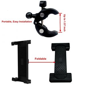 DHYSTAR Tablet Mount Holder for Exercise Spin Bike, Treadmill, Stationary Spinning Bicycle Handlebar, Elliptical, Microphone Stand Pole, Wheelchair, Boat, Clamp Fits Most Tablets / Cell Phones