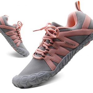 Women's Minimalist Barefoot Trail Running Shoes Runner Outdoor Beach Yoga Rowing Cycling Shoes Cross Training HIIT Work Out Gray Pink US Size 8 8.5