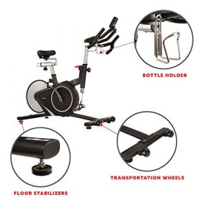 Sunny Health & Fitness Magnetic Rear Belt Drive Indoor Cycling Bike with RPM Cadence Sensor - SF-B1709, Black