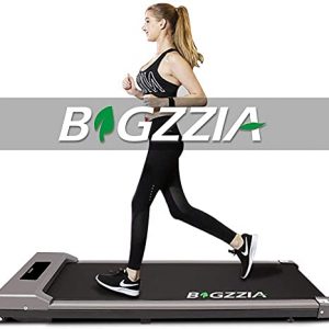 bigzzia Motorised Treadmill, Under Desk Treadmill Portable Walking Running Pad Flat Slim Machine with Remote Control and LCD Display for Home Office Gym Use, Installation-Free (Grey)