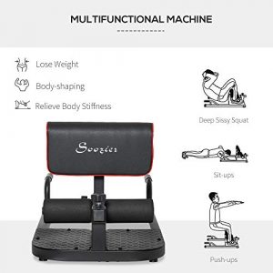 Soozier 3-in-1 Padded Push Up Sit Up Deep Sissy Squat Machine Home Gym Fitness Equipment, Black